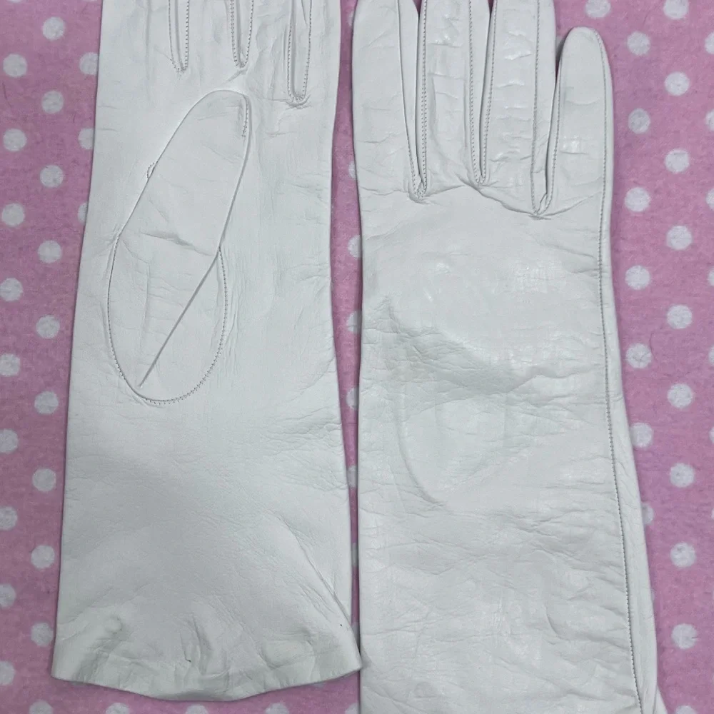 Vintage White Leather gloves M
